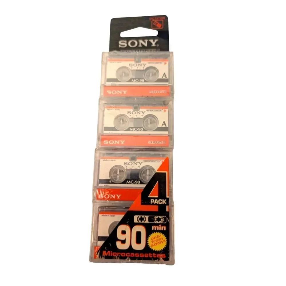 Sony micro cassette 4 pack 90 minute dictation‎ cassettes NIP vintage